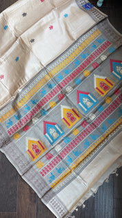 Pure Tussar Silk - Tan Beige Dolabedi