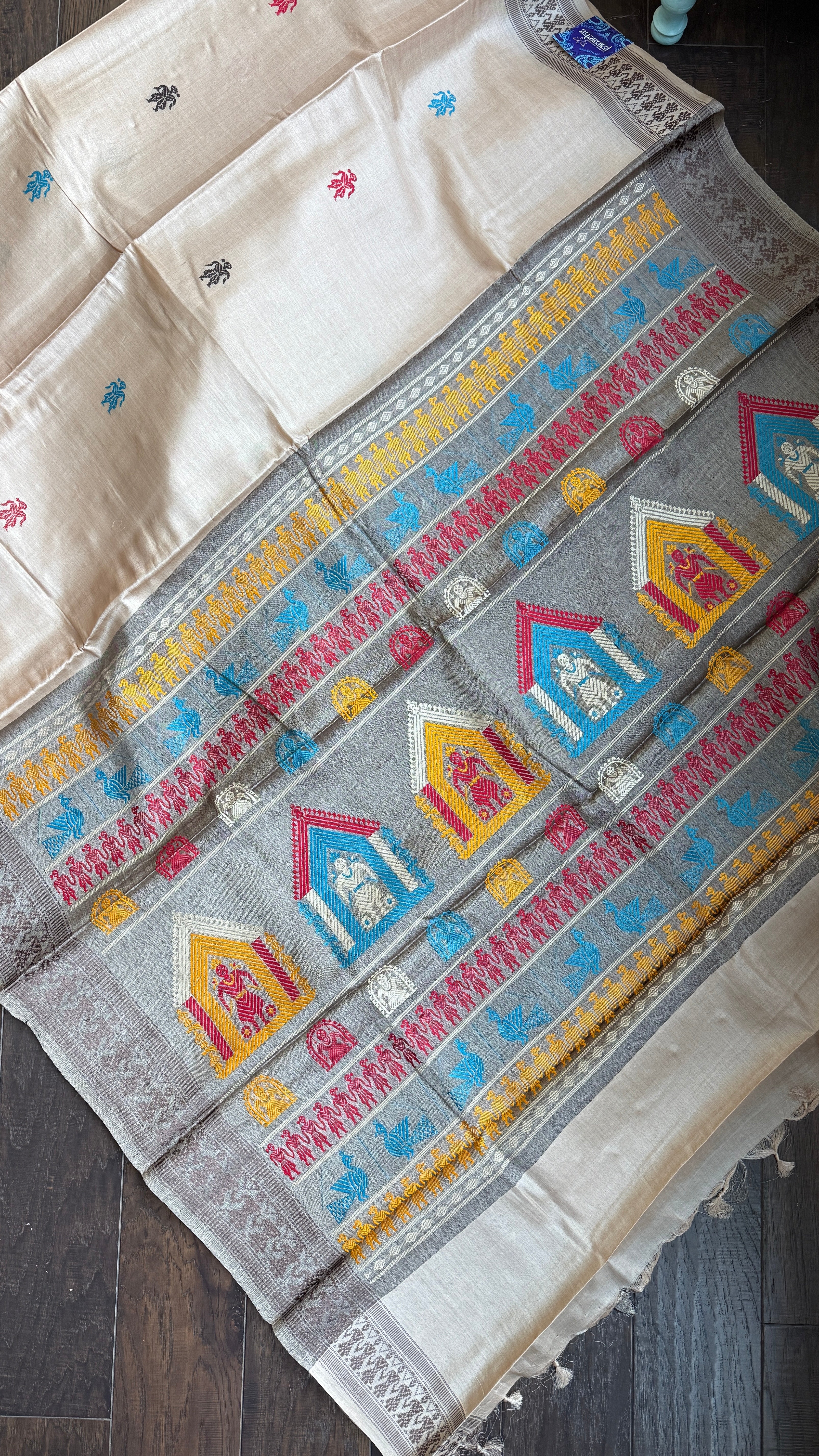 Pure Tussar Silk - Tan Beige Dolabedi