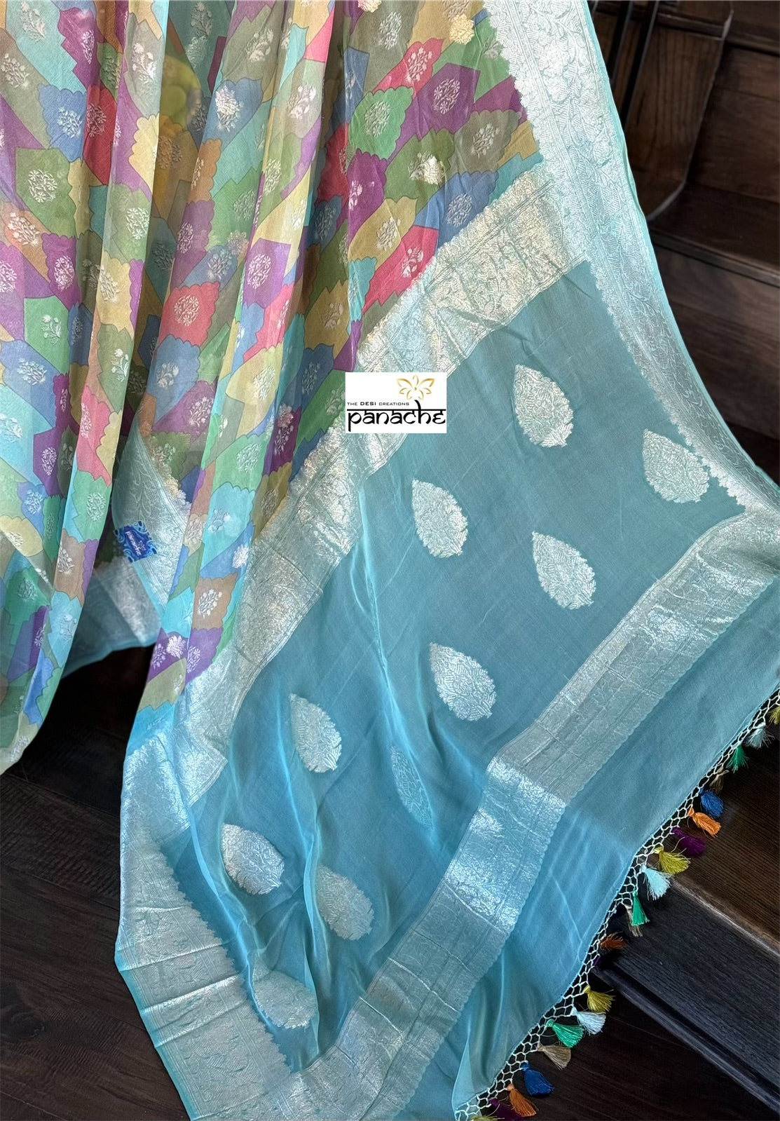 Khaddi Chiffon Banarasi - Sea Green digital Printed