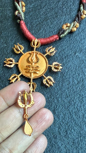 Copper Necklace Earring Set - Swastik
