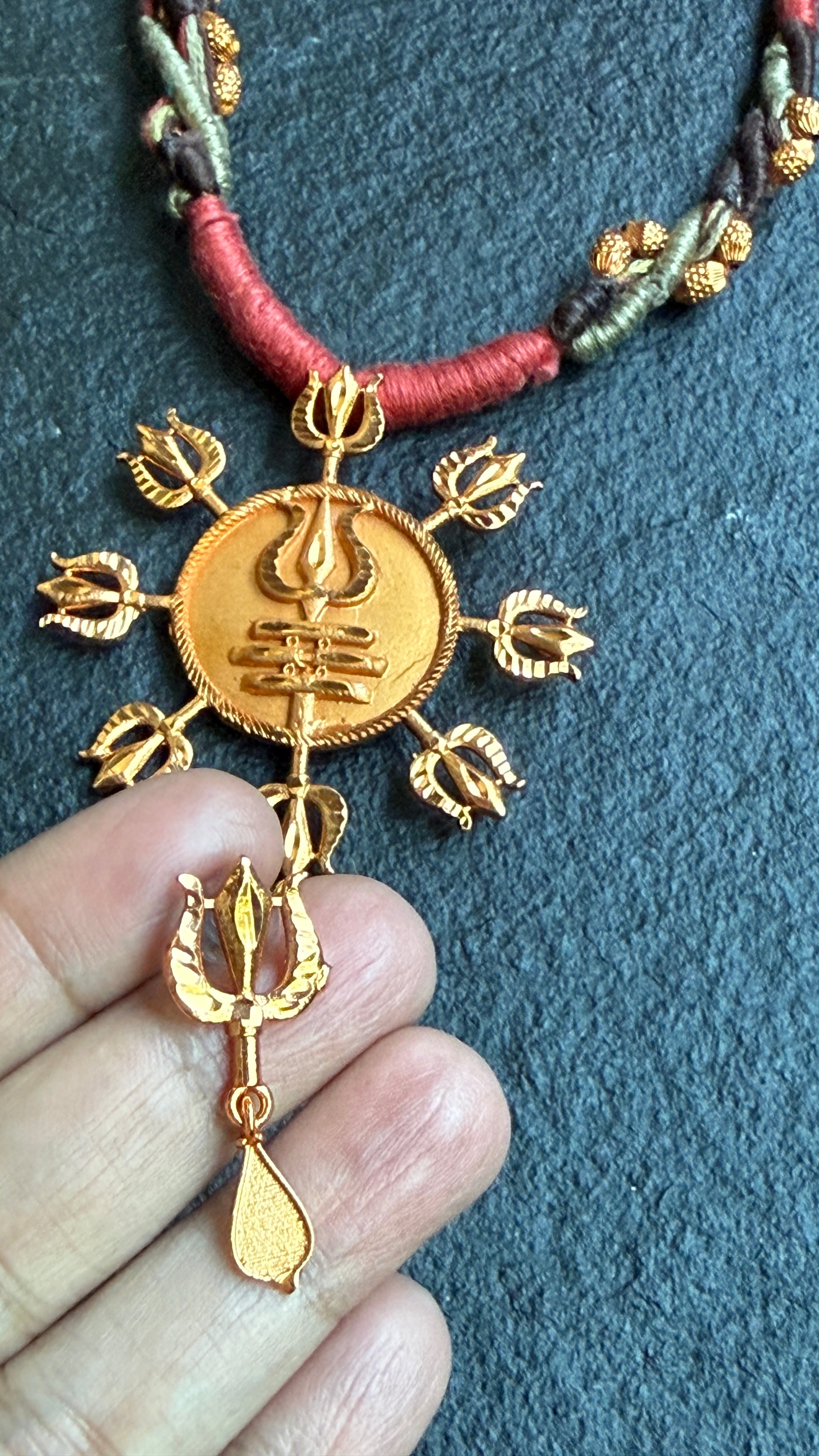 Copper Necklace Earring Set - Swastik
