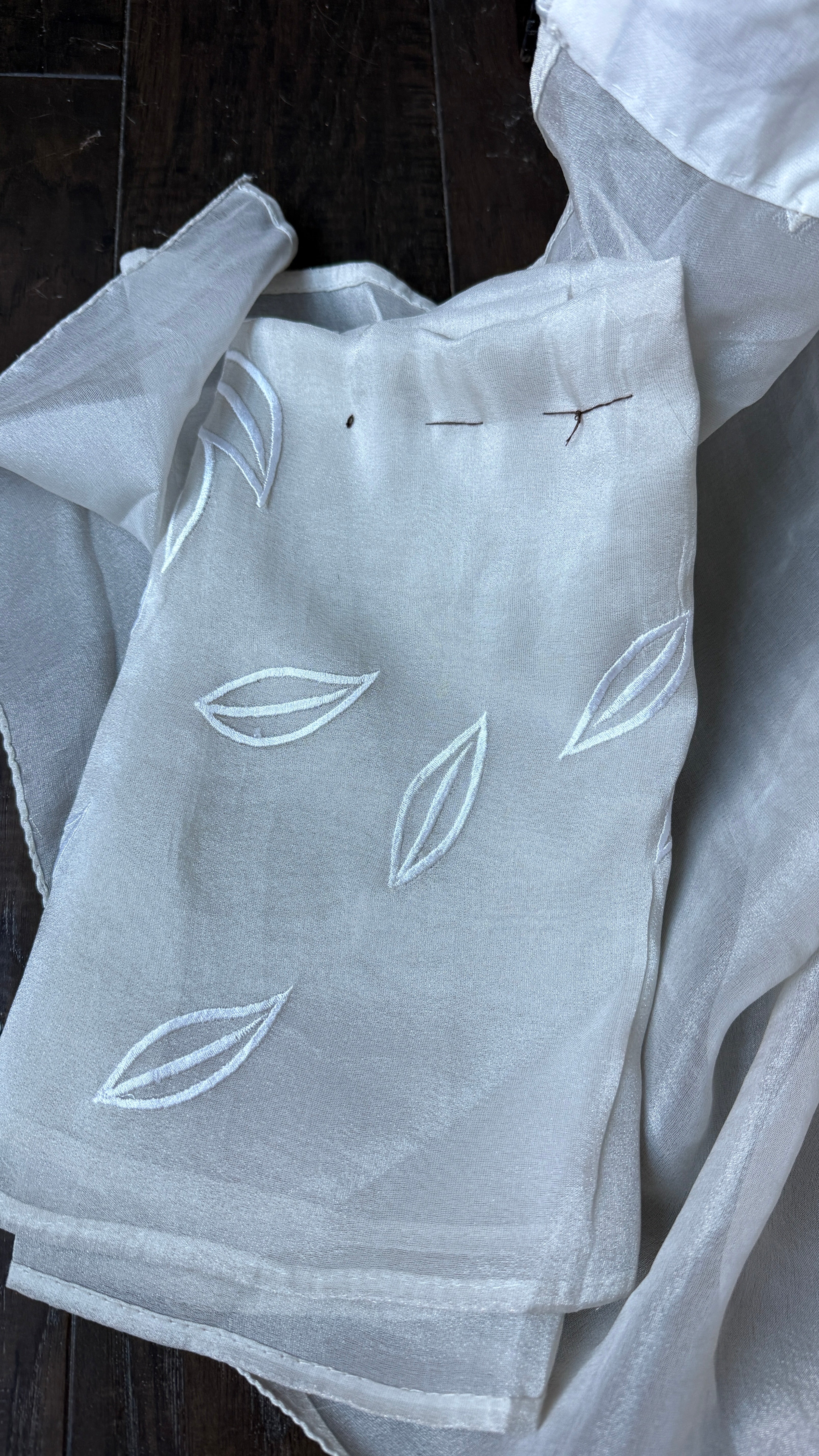 Designer Organza Cutwork - Light Ice Grey