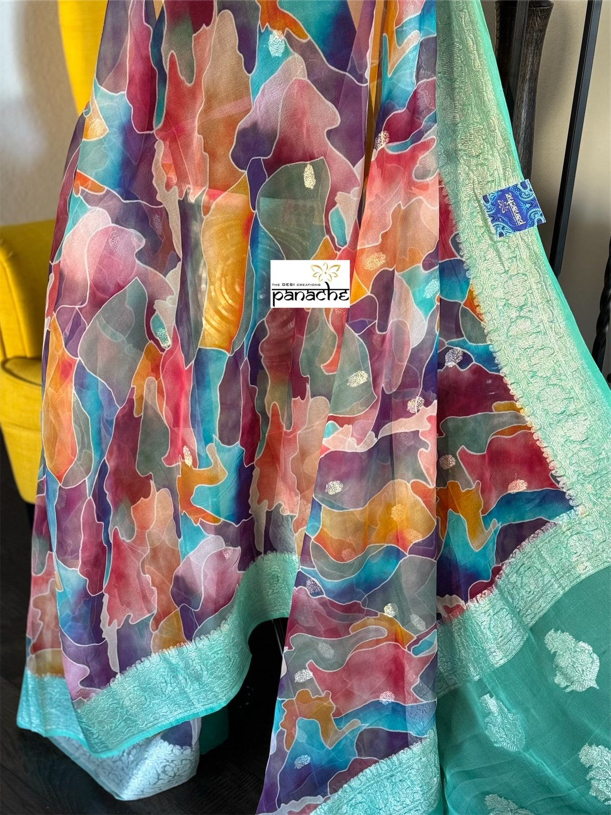 Khaddi Chiffon Banarasi - Multi color digital Printed