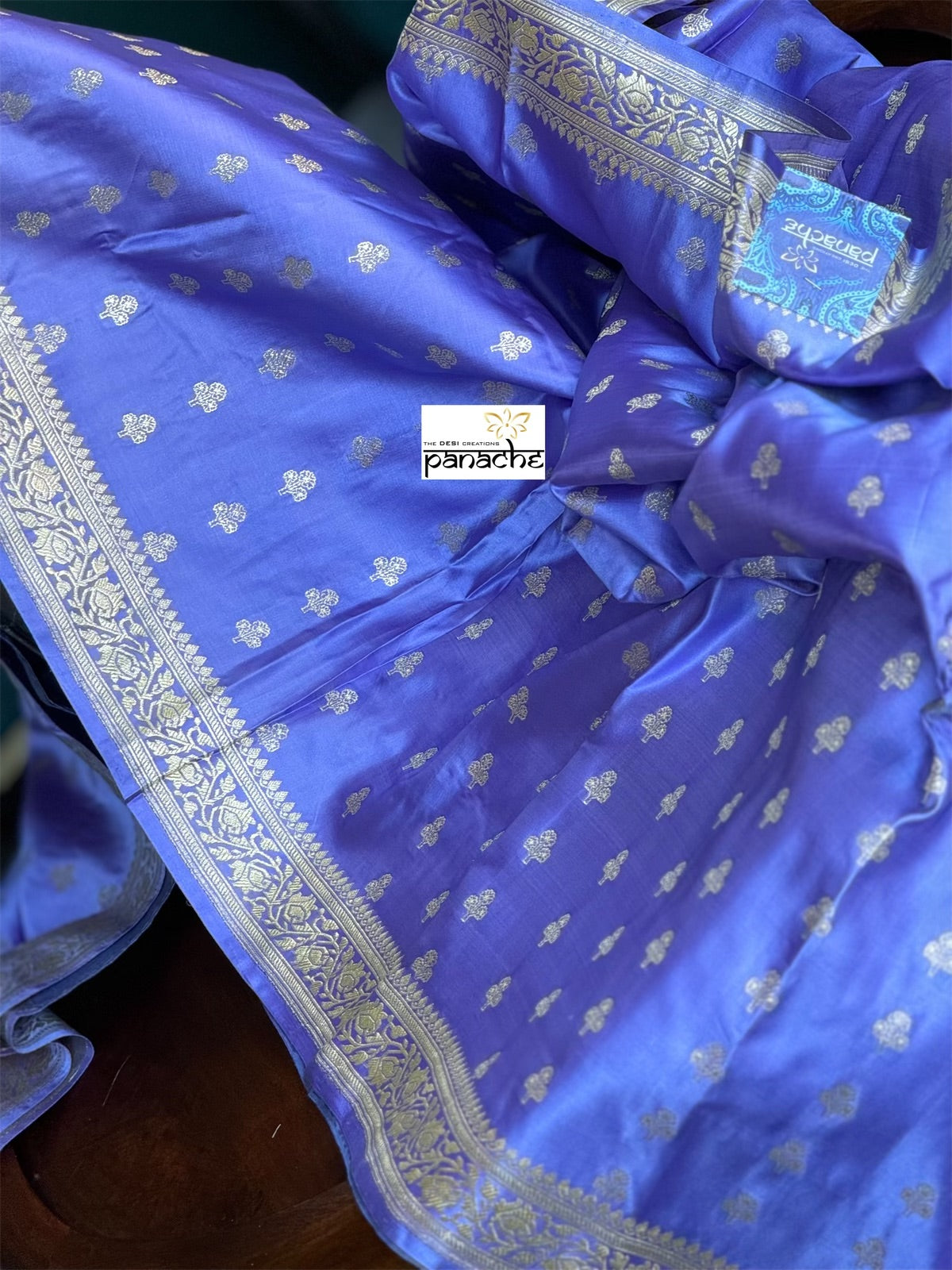 Pure Silk Mashru Banarasi- Violet Antique Zari