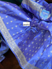 Pure Silk Mashru Banarasi- Violet Antique Zari