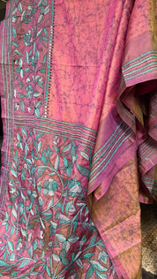 Bangalore Batik Kantha Silk -  Orange Pink Dual Tone