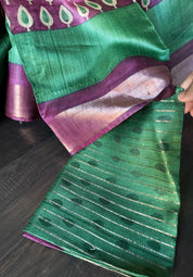 Pure Tussar Silk - Green Purple