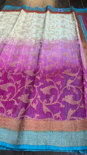 Gicha Tassur Silk Banarasi - Beige Magenta Shaded