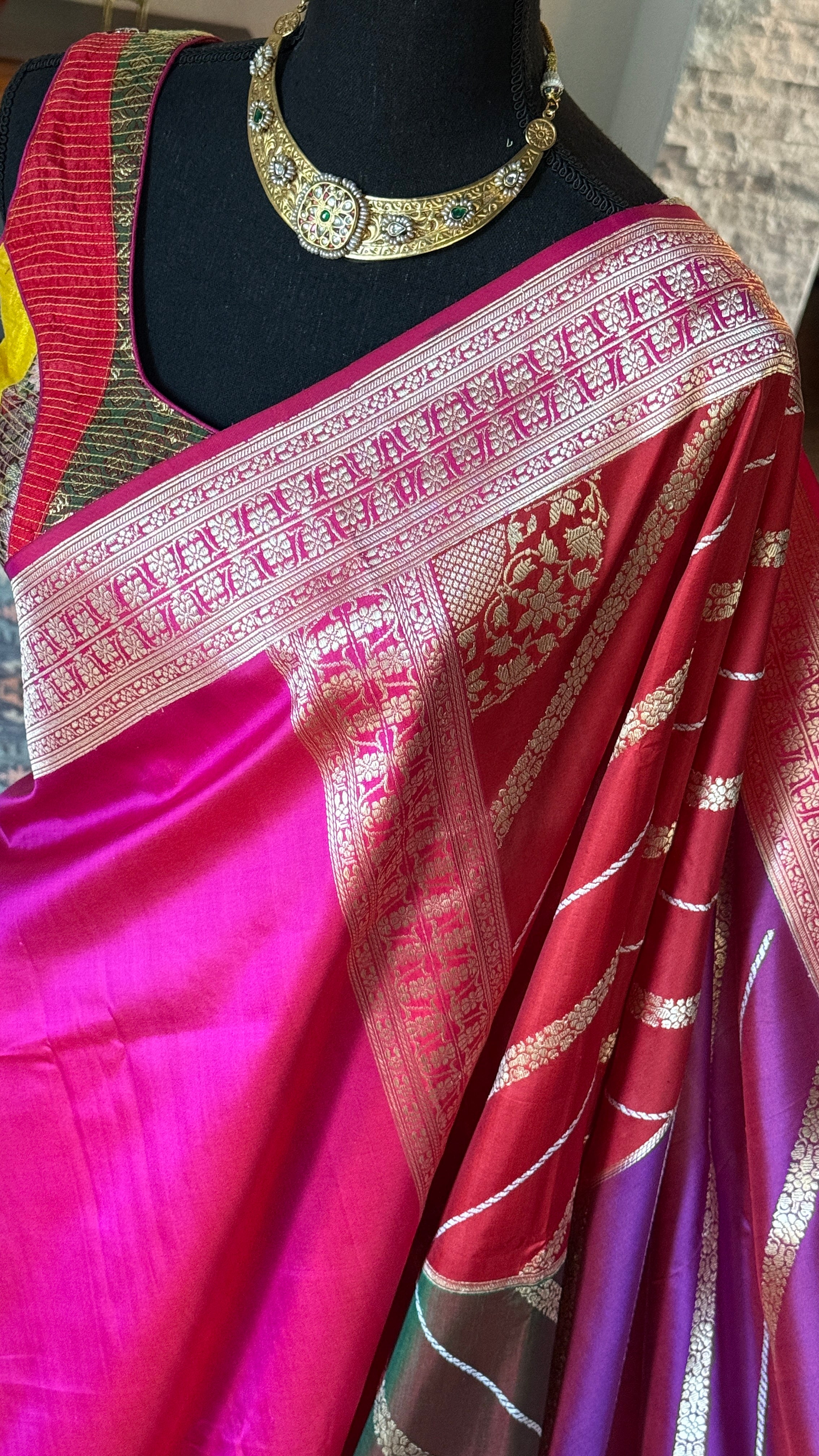 Silver Chitai 925 Hasli - Jadau Gold Tone