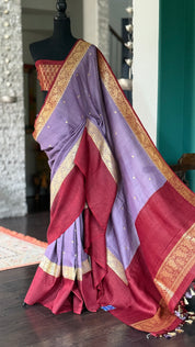 Khaddi Tussar Georgette Banarasi - Lavendor Maroon