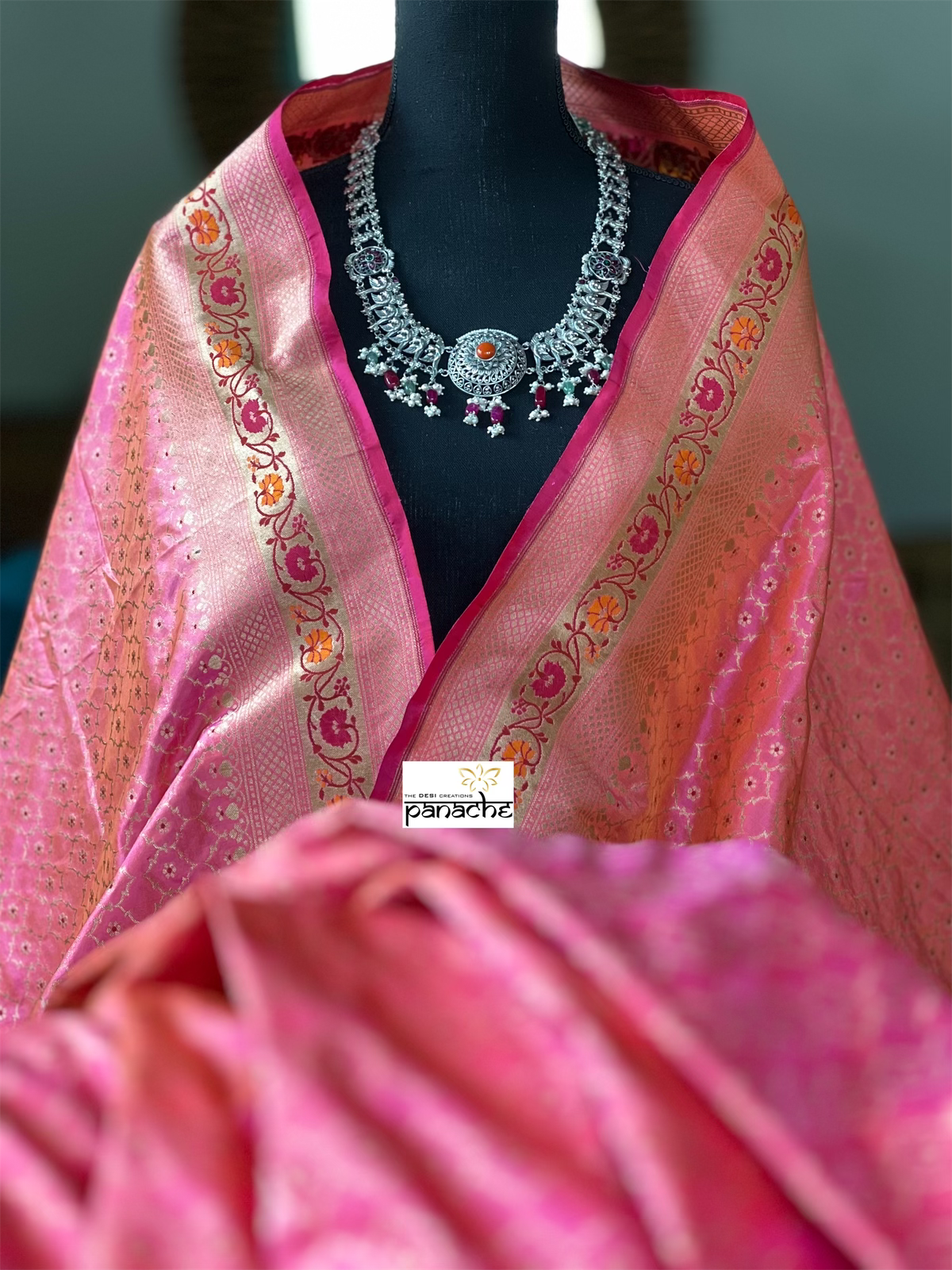 Pure Silk Banarasi - Shot Pink Tilfi