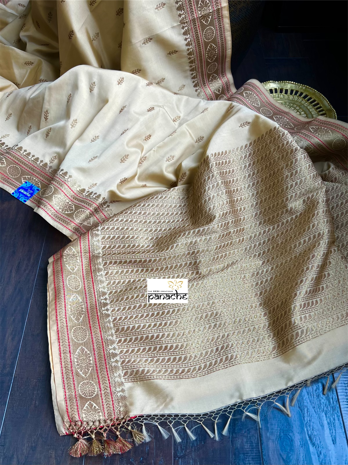 Soft Silk Banaras Saree - Light Tan