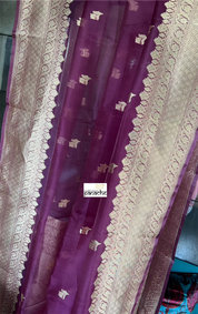 Organza Silk Banarsi - Wine Purple Kadwa