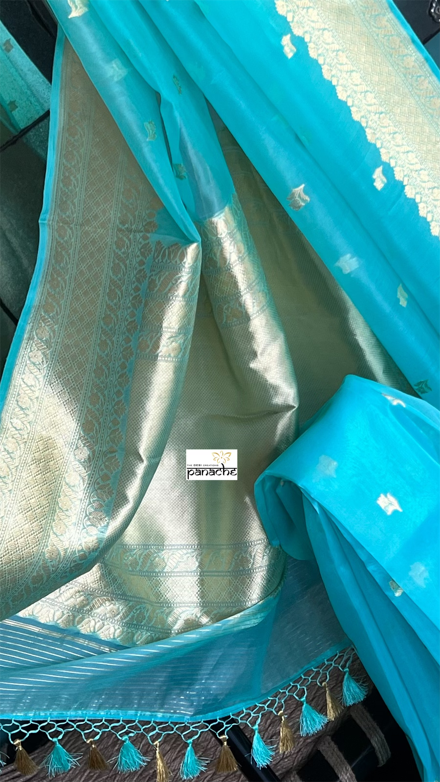 Organza Silk Banarsi - Light Firozi Kadwa