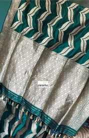 Pure Silk Banarasi - Bottle Green Kadwa