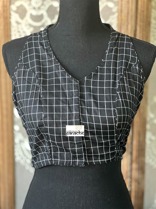 Designer Blouse - Black White Checkered