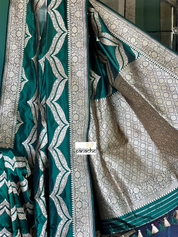 Pure Silk Banarasi - Bottle Green Kadwa