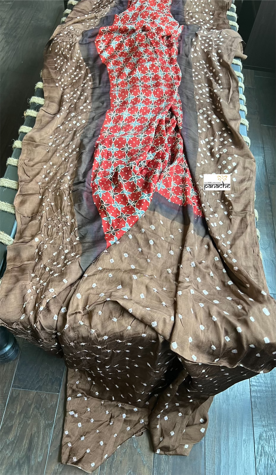 Modal Silk Ajrakh Bandhej - Red Brown