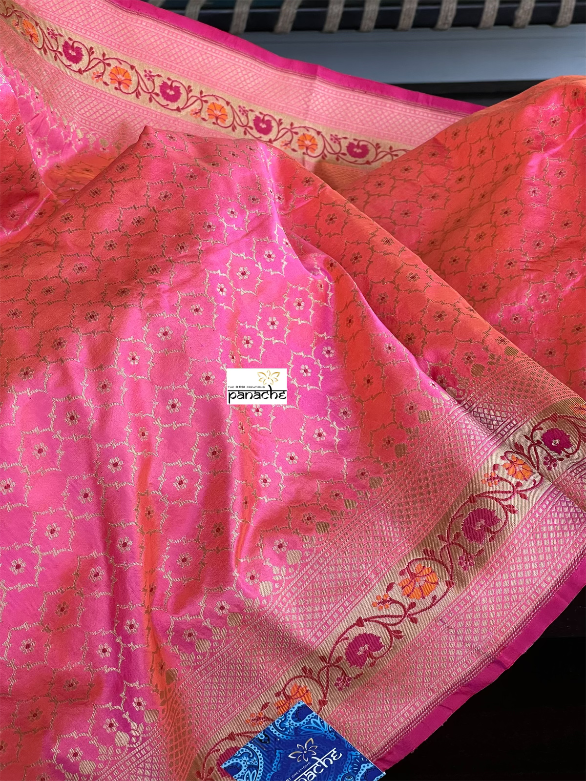 Pure Silk Banarasi - Shot Pink Tilfi