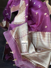 Organza Silk Banarsi - Wine Purple Kadwa