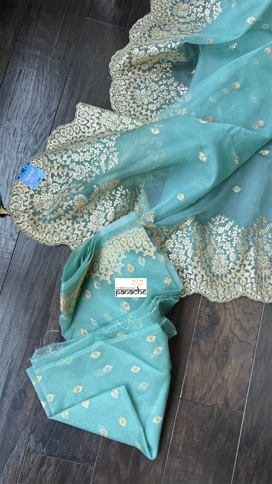 Designer Organza Sequin - Light Aqua Sea-Green