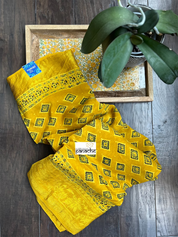 Dola Silk Ajrakh - Yellow