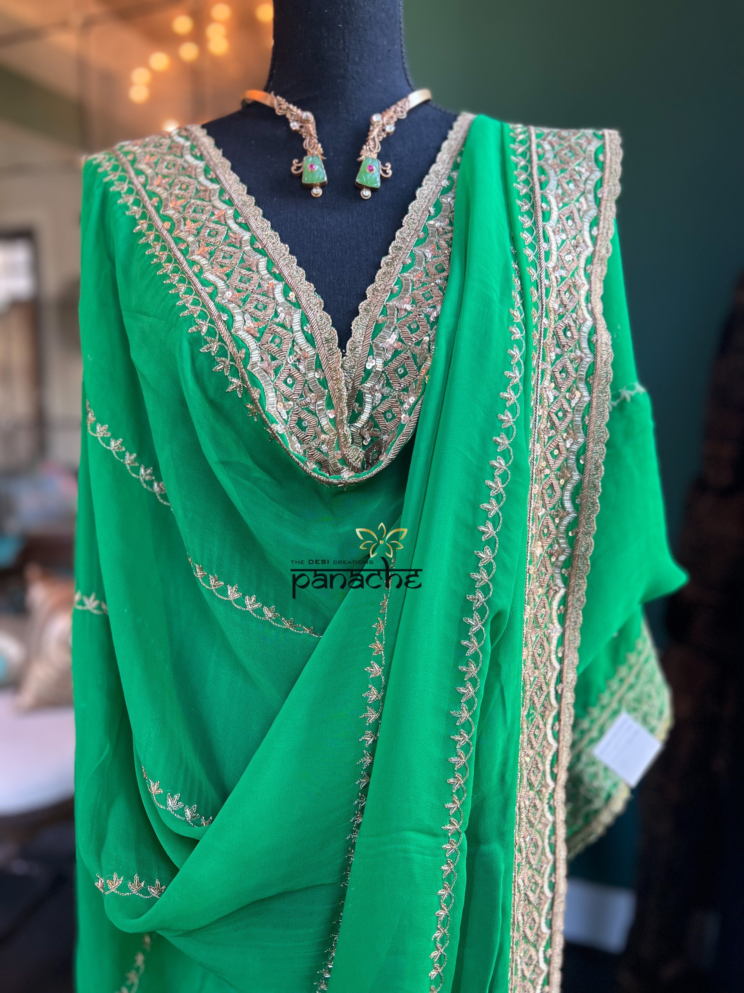 Designer Pure Georgette - Emerald Green