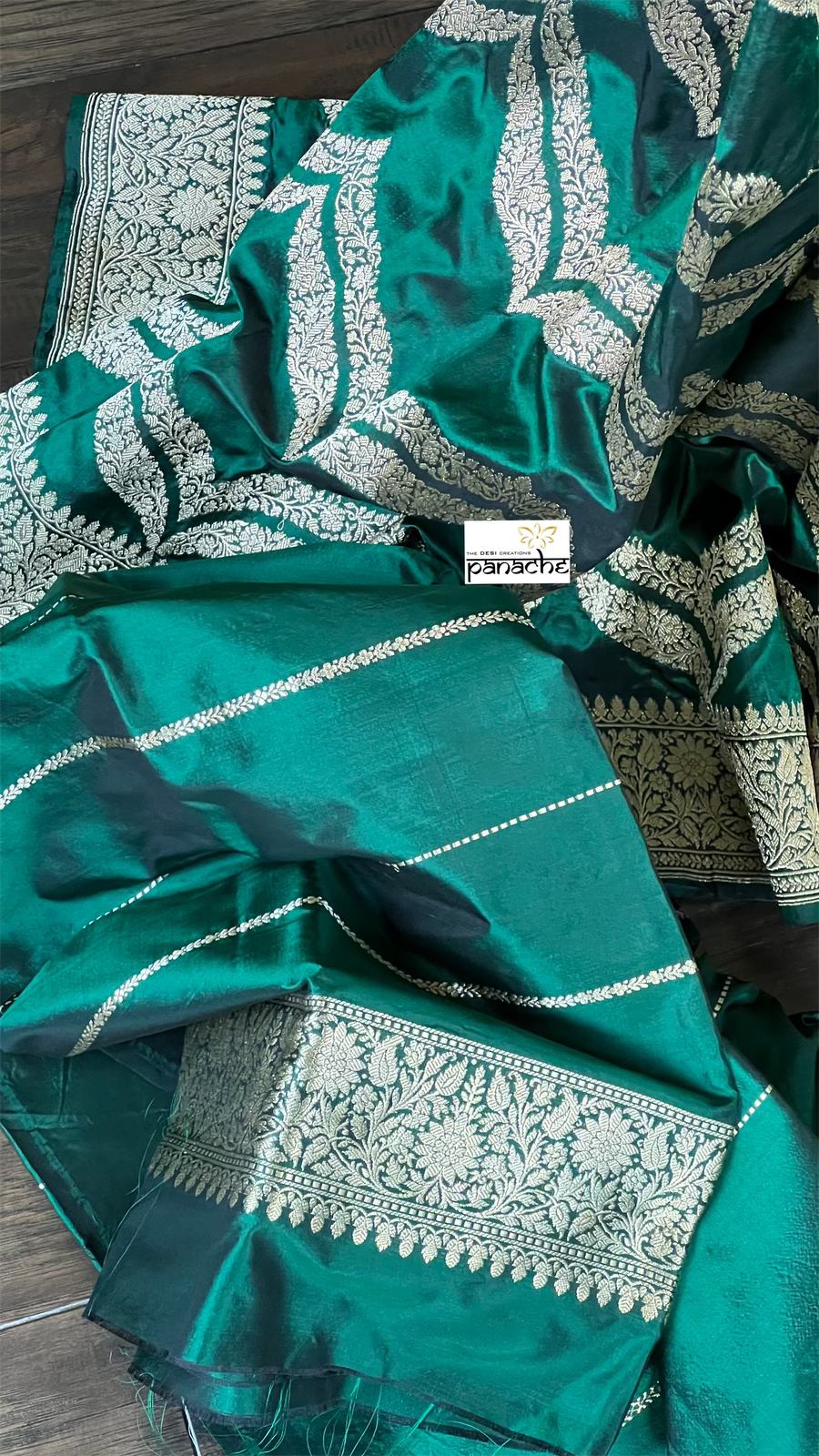 Pure Silk Banarasi - Bottle Green Kadwa