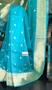 Organza Silk Banarsi - Light Firozi Kadwa