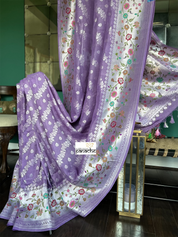 Tussar Georgette Banarasi- Violet Antique Silver