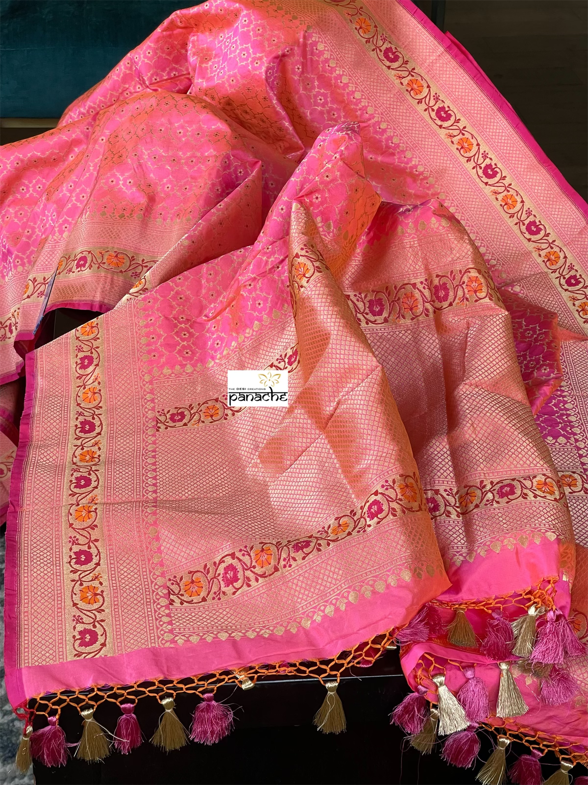 Pure Silk Banarasi - Shot Pink Tilfi