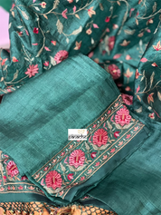 Embroidered Tussar Silk - Green