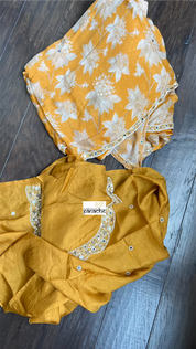 Designer Crepe Chiffon Floral - Amber Yellow