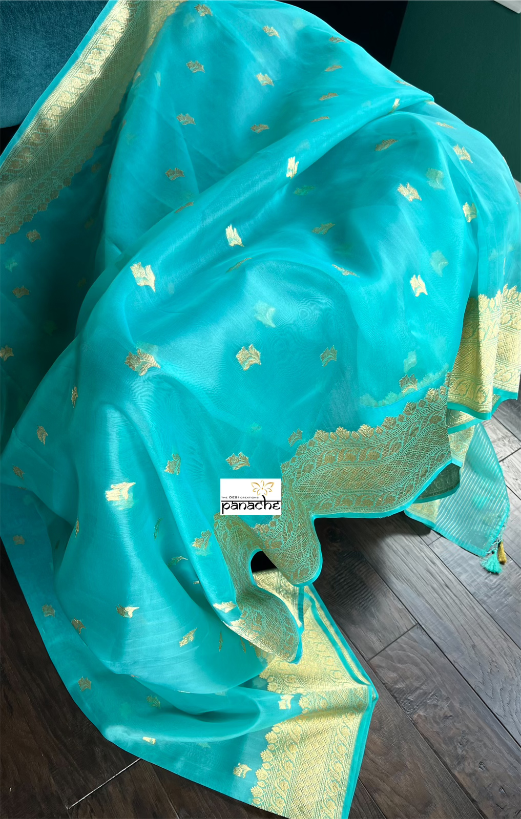 Organza Silk Banarsi - Light Firozi Kadwa