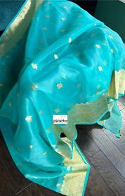 Organza Silk Banarsi - Light Firozi Kadwa