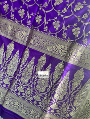 Katan Silk Banarasi -  Purple Jaal Woven