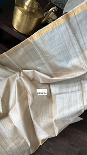 Tussar Silk - Beige Golden Zari