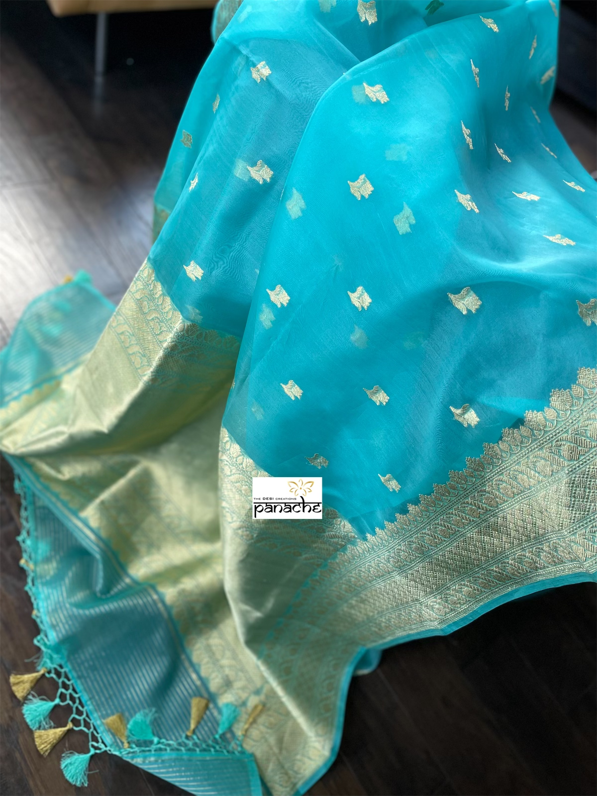 Organza Silk Banarsi - Light Firozi Kadwa