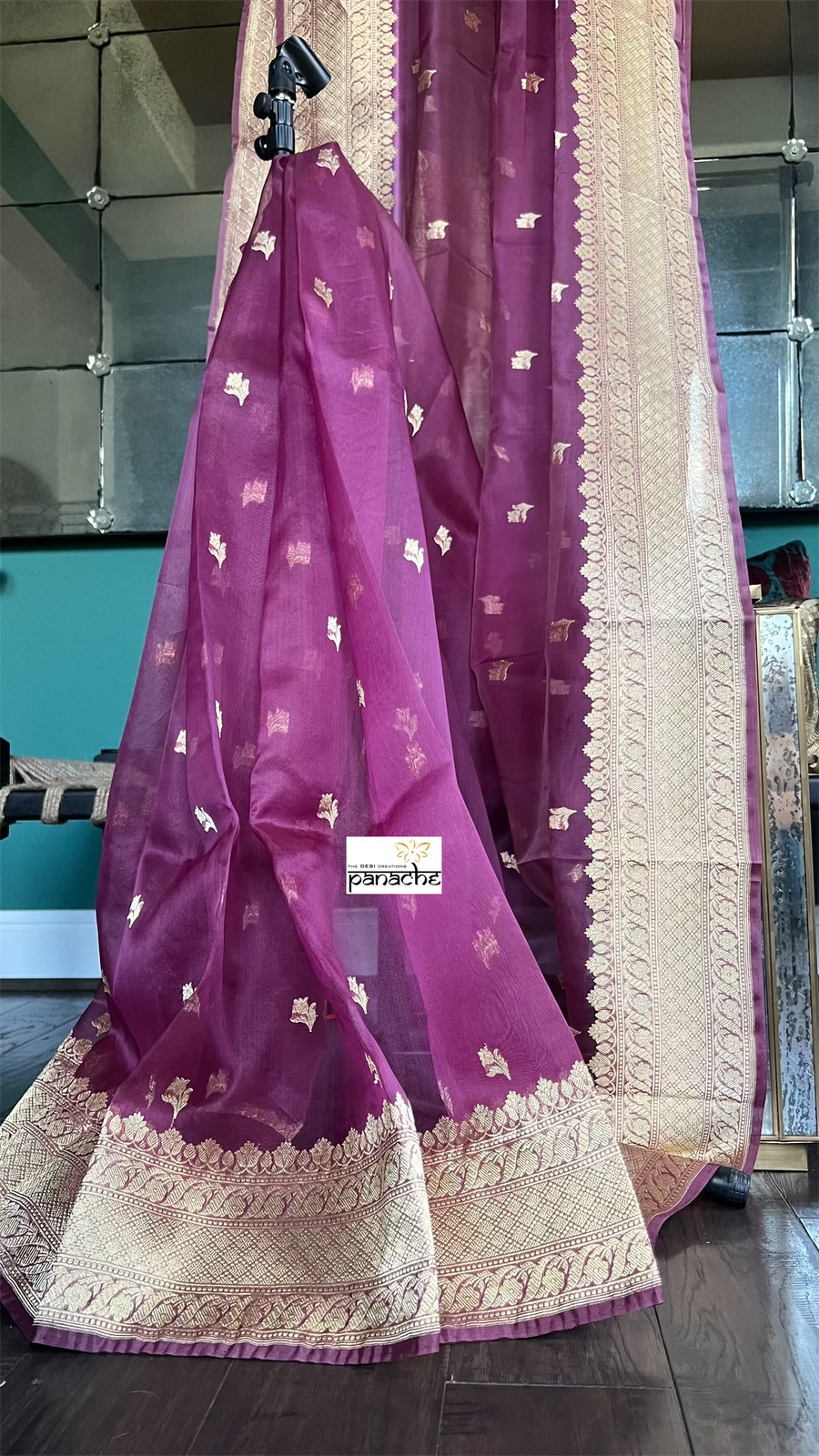 Organza Silk Banarsi - Wine Purple Kadwa