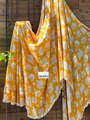 Designer Crepe Chiffon Floral - Amber Yellow