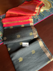 Pure Raw Silk - Black Red