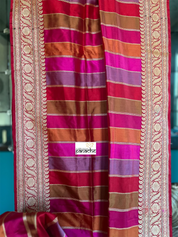 Pure Silk Rangkat Banarasi - Pink Red Multi shaded Kadwa