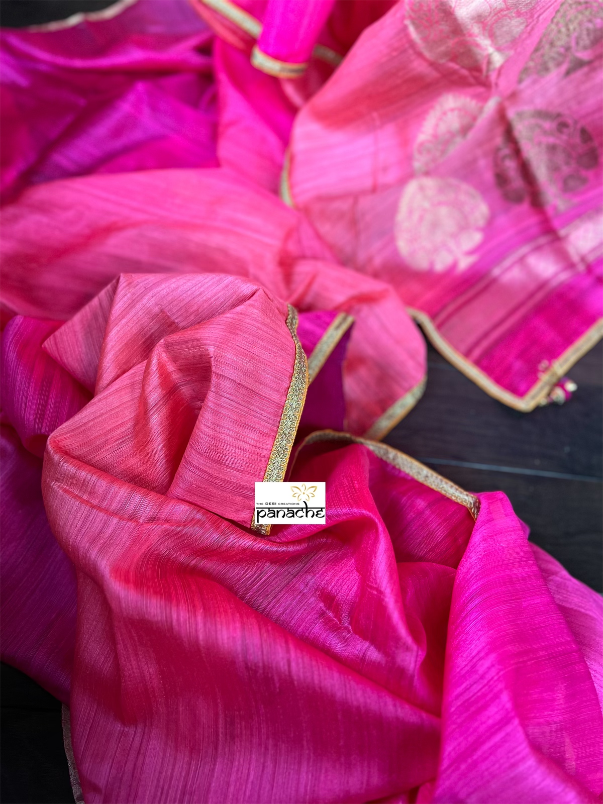 Designer Matka Silk Banarasi - Hot Pink Shaded