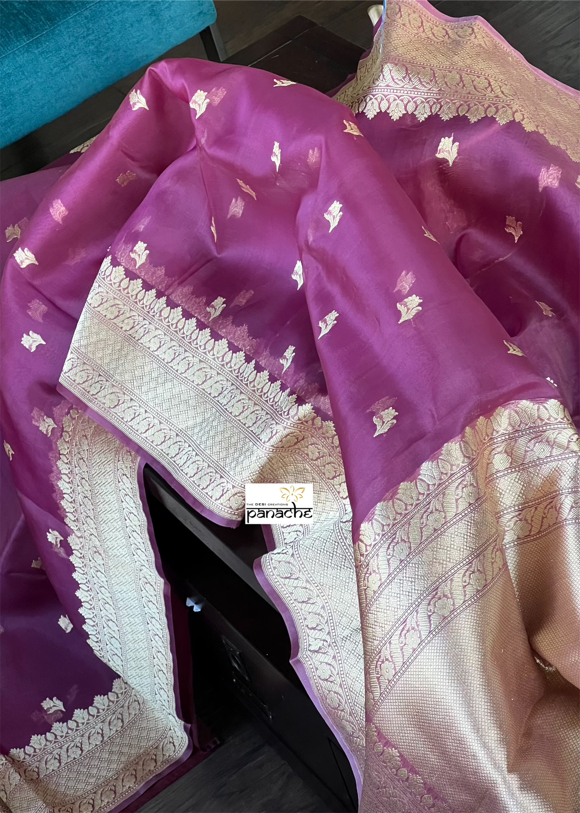 Organza Silk Banarsi - Wine Purple Kadwa