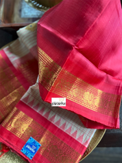 Pure Silk Gadwal - Cream Raspberry Red