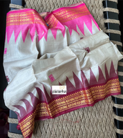 Pure Tussar Silk - Beige Maroon Pink