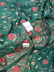 Embroidered Tussar Silk - Green