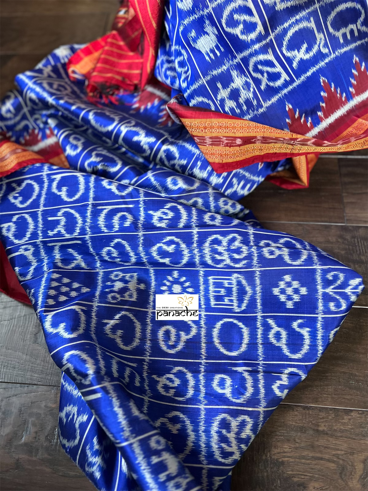 Pure Silk Sambalpuri Double ikat  - Royal Blue Maroon