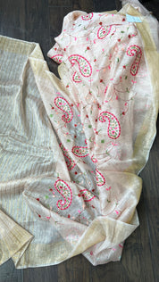 Embroidered Linen - Peach