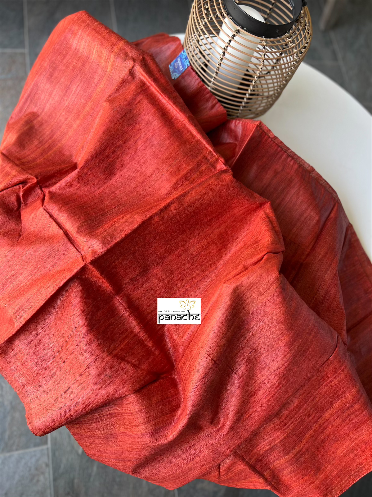 Tussar Gicha Silk -  Rust Red